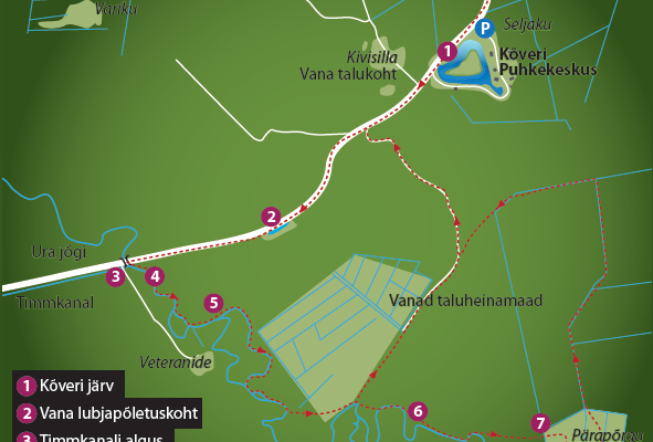 Wanderweg des Erholungszentrums Kõveri