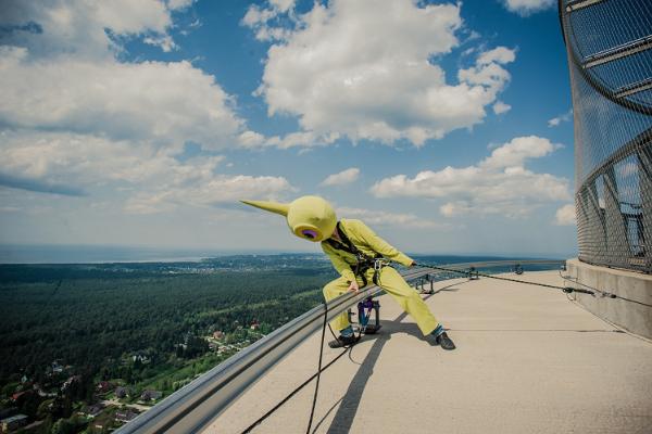 A walk on the edge of the roof of the Tallinn TV Tower, 175 m from the ground!