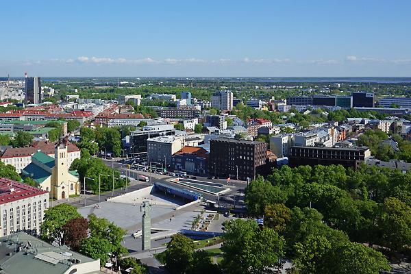 Freedom Square in Tallinn and the monument to the War of Independence