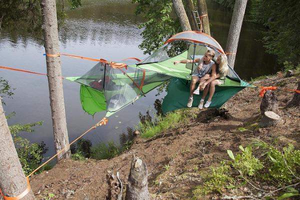 Sleeping in tree tents and a canoeing on River Ahja