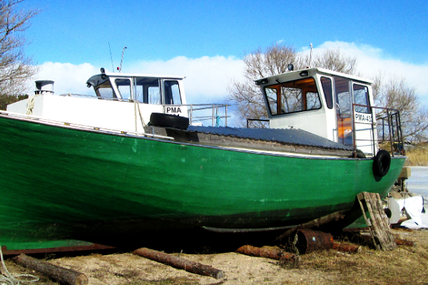 Kihnu Fishermen’s Harbour and historic Kihnu fishing boats