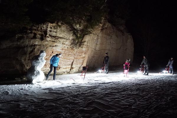 Lighted kicksled hike in Taevaskoda