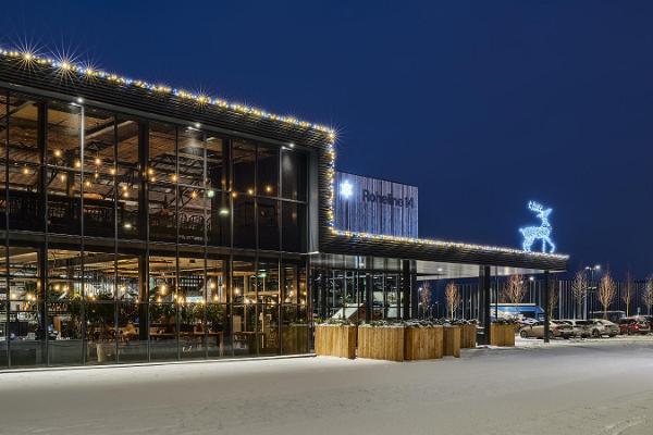 Restoran Muru asub kodu- ja aianduskeskuses Gardest, talvine välisvaade