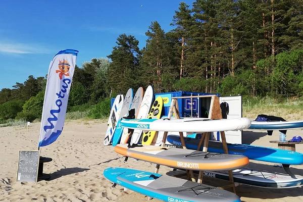 Water sports equipment rental on Narva-Jõesuu beach by the Surf Club