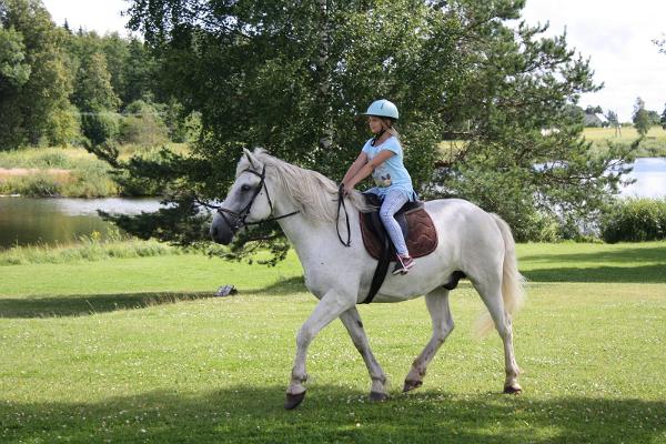 Laagna Hotelli juures ratsutab tüdruk valgel hobusel