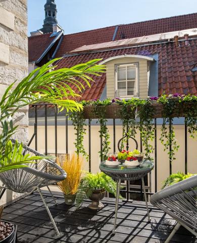 Rataskaevu Boutique deluxe apartment with a terrace and fireplace in the Old Town