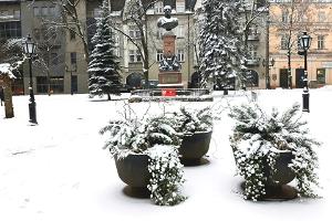 Denkmal für Barclay de Tolly in einem schneereichen Winter