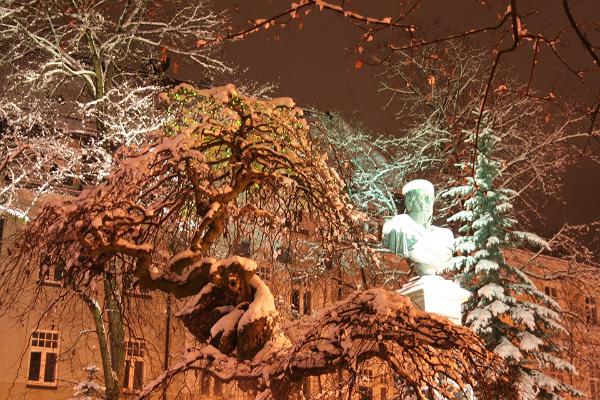 Barclay de Tollys monument på snöig vinter