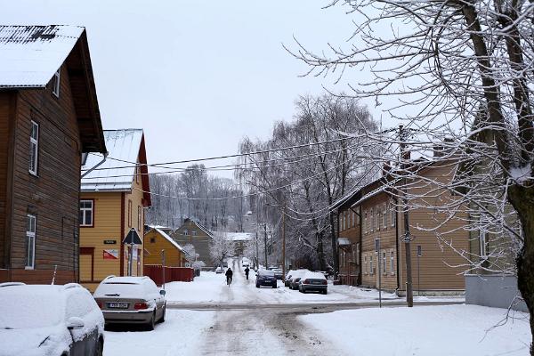 Супилинн – деревянный городок, представляющий собой культурно-историческую ценность, снежной зимой