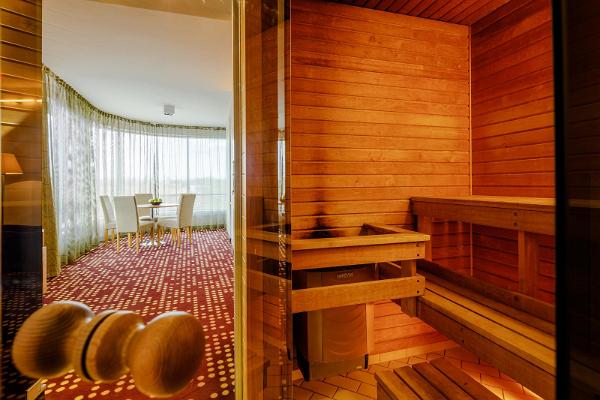 Dorpat Hotelli saunaga sviit, kus on näha leililruum