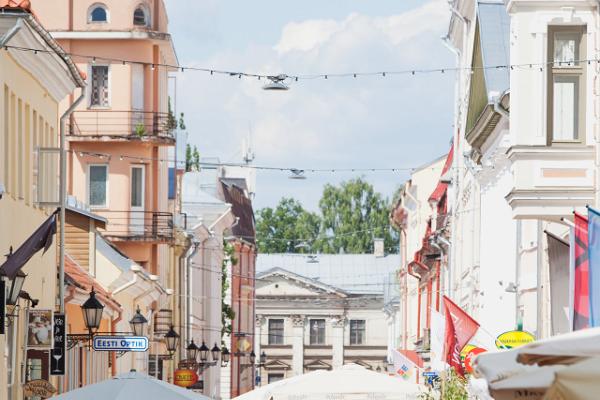Literarischer Spaziergang in Tartu: sommerliche Stimmung auf der Rüütli-Straße