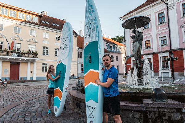 Standup paddleboarding trip ‘Six Bridges’ through Tartu in summer