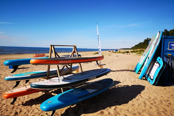 Water sports equipment rental on Narva-Jõesuu beach by the Surf Club