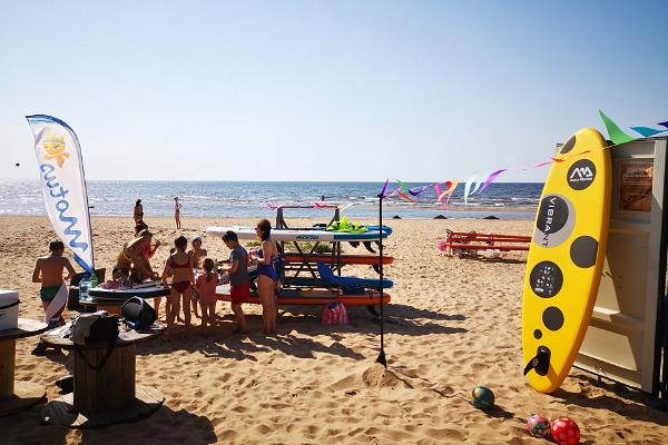 Water sports equipment rental on Narva-Jõesuu beach by the Surf Club