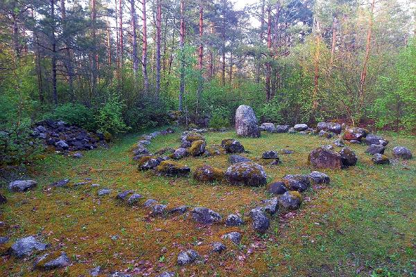 Graves in forest