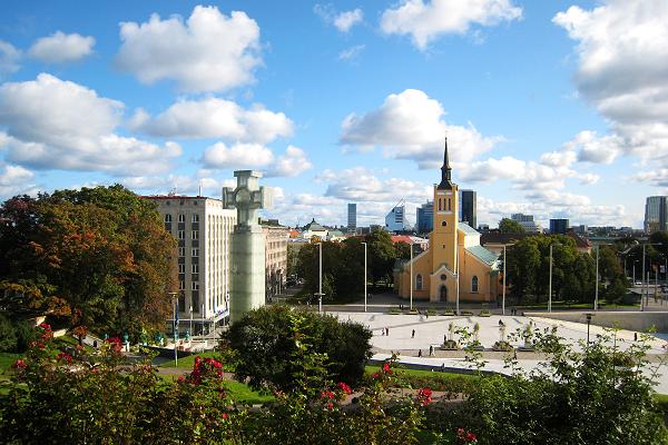 Freedom Square in Tallinn and the monument to the War of Independence