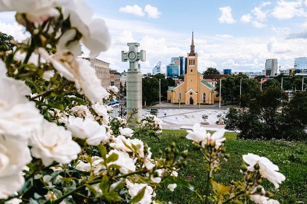 Freedom Square in Tallinn and the monument to the War of Independence