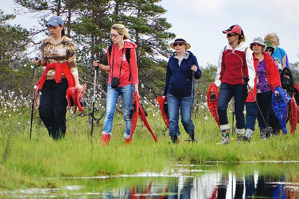 Pārgājieni gida pavadībā ar sniega kurpēm Kakerdaja purvā 