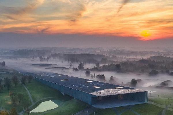 Estonian National Museum in the fog