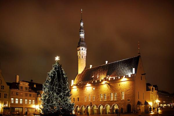 Ратушная площадь Таллинна зимой
