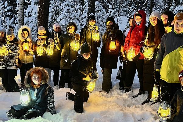 A Hike in Wintry Nature With Lanterns