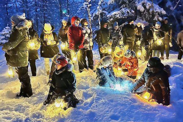 A Hike in Wintry Nature With Lanterns