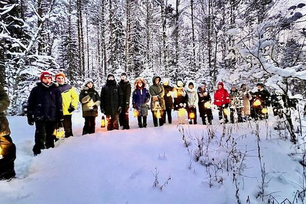 A Hike in Wintry Nature With Lanterns