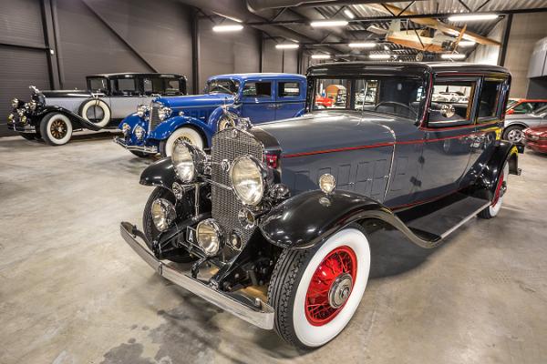 Collection of antique cars in LaitseRallyPark car exhibition