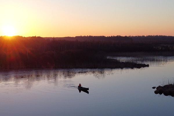 Nature Tours Estonia päikesetõusu kanuuretk Emajõe-Suursoo vetel