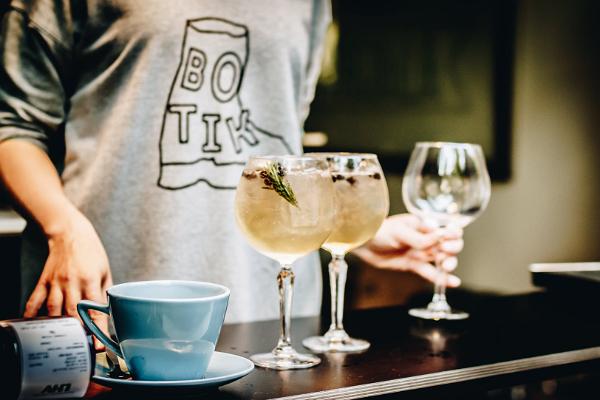 Botik bar's cocktails on counter