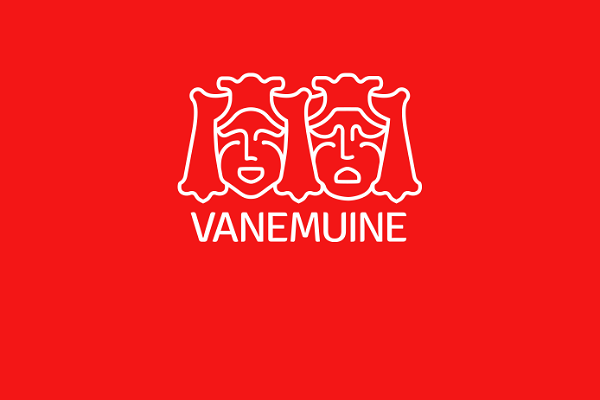 Pildil punane plakat, mille peal on Vanemuise teatri logo