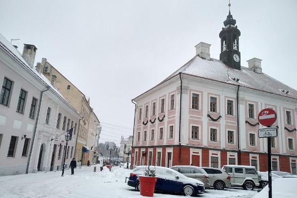 Town Hall Square in snowy winter
