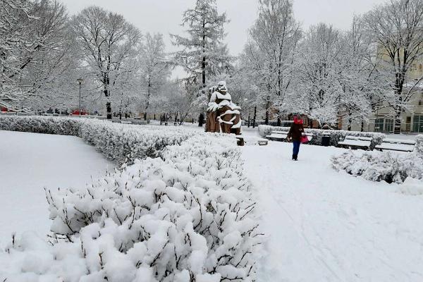 Den snöiga Hurda-parken i Tartu