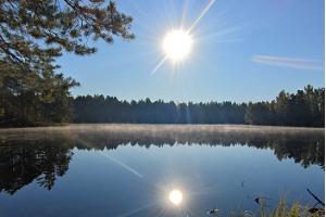 Sunrise hike and a swim in a bog lake in Northern Kõrvemaa