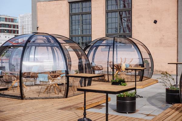 PROTO's summer terrace - glass domes for sitting