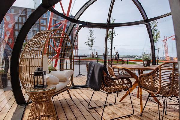 PROTO's summer terrace - glass dome with seating