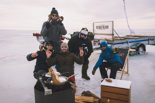 Entertaining fishing day on the icy Pärnu Bay