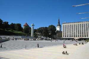 Freedom Square in Tallinn and the monument to the War of Independence