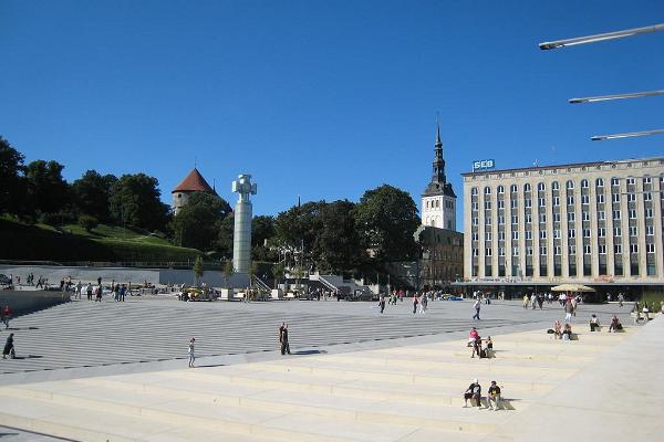 Freedom Square in Tallinn and the monument to the War of Independence